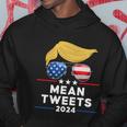 Trump 2024 Mean Tweets Usa Flag Sunglasses Funny Political Gift Hoodie Unique Gifts