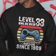 Vintage Video Gamer Birthday Level 33 Unlocked 33Rd Birthday Hoodie Unique Gifts