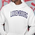 Luxembourg Varsity Style Navy Blue Text Hoodie Unique Gifts
