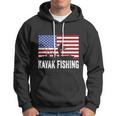 Kayaking Funny American Flag Angler Kayak Fishing Hoodie