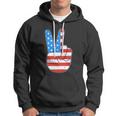 Peace Hand Sign With Usa American Flag For 4Th Of July Funny Gift Hoodie