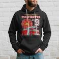 Firefighter This Little Firefighter Is 9 Years Old 9Th Birthday Kid Boy Hoodie Gifts for Him