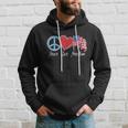 Patriotic Retro Peace Love Freedom Usa Flag 4Th Of July Hoodie Gifts for Him
