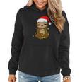 Cute Christmas Sloth Xmas Sloth With Santa Hat Women Hoodie Graphic Print Hooded Sweatshirt