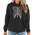 Halloween Day Of Dead Skeleton Flowers Decorated Women Hoodie Graphic Print Hooded Sweatshirt