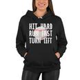 Vintage Hit Hard Run Fast Turn Left Baseball Funny Sport Gift Women Hoodie