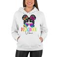 Preschool Grade Vibes Messy Bun Hair Tie Dye Pre-K Teacher Women Hoodie
