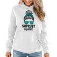 Support Squad For Women Ovarian Cancer Messy Bun Women Hoodie Graphic Print Hooded Sweatshirt