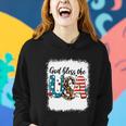 Bleached 4Th July God Bless The Usa Patriotic American Flag Gift Women Hoodie Gifts for Her