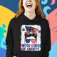 Bleached Messy Bun Funny Patriotic United States Anxiety Women Hoodie Gifts for Her
