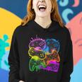 Cool Retro Neon Graffiti Video Game Controllers Women Hoodie Gifts for Her