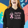 Faith Love Hope Breast Cancer Ribbon Cross Women Hoodie Gifts for Her