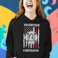 Firefighter Red Line Flag Fireman Wife Mom Volunteer Firefighter Women Hoodie Gifts for Her