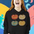 Four Scary Glowing Pumpkins Halloween Jack O Lantern Fall Women Hoodie Gifts for Her