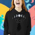 Halloween Black Cat With Witch Hat And Phases Of The Moon Women Hoodie Gifts for Her