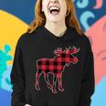 Holiday Plaid Moose Women Hoodie Gifts for Her