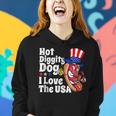 Hot Diggity Dog I Love The Usa Funny 4Th Of July Party Women Hoodie Gifts for Her