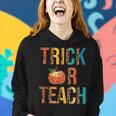 Leopard Trick Or Teach Pumpkin Teacher Halloween Costume Women Hoodie Gifts for Her