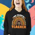 One Thankful Teacher Leopard Rainbow Pumpkin Thanksgiving V2 Women Hoodie Gifts for Her