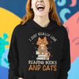 Reading Books And Cats Cat Book Lovers Reading Book Women Hoodie Gifts for Her