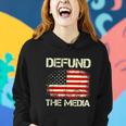 Vintage American Flag Defund The Media Women Hoodie Gifts for Her