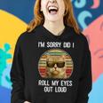 Vintage Im Sorry Did I Roll My Eyes Out Loud Sarcastic Cat Women Hoodie Graphic Print Hooded Sweatshirt Gifts for Her