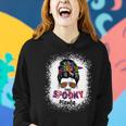 Womens One Spooky Mama Witchy Mama Halloween Messy Bun Mom Bleached Women Hoodie Gifts for Her