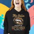 Womens September Birthday Leopard Its My Birthday September Queen Women Hoodie Graphic Print Hooded Sweatshirt Gifts for Her