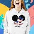 All American Girls 4Th Of July Black African Messy Bun Women Hoodie Gifts for Her