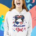 All American Girls 4Th Of July Daughter Messy Bun Usa V7 Women Hoodie Gifts for Her