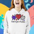 Faith Love Freedom 4Th Of July American Flag Heart Women Hoodie Gifts for Her