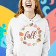 Fall Retro Flower Leaf Circle Women Hoodie Graphic Print Hooded Sweatshirt Gifts for Her