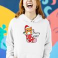 Funny Christmas Cat Merry What Xmas Holiday Women Hoodie Graphic Print Hooded Sweatshirt Gifts for Her