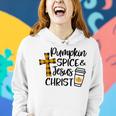 Hello Fall Pumpkin Spice & Jesus Christ Fall Christian Gift Women Hoodie Graphic Print Hooded Sweatshirt Gifts for Her