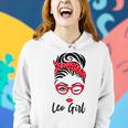 Leo Girl Messy Bun Leopard Bandana July Zodiac Sign Birthday Women Hoodie Gifts for Her