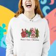 Peace Love Christmas Women Hoodie Graphic Print Hooded Sweatshirt Gifts for Her