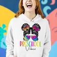 Preschool Grade Vibes Messy Bun Hair Tie Dye Pre-K Teacher Women Hoodie Gifts for Her
