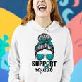 Support Squad For Women Ovarian Cancer Messy Bun Women Hoodie Graphic Print Hooded Sweatshirt Gifts for Her