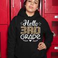 Back To School Hello 3Rd Grade Third Grade Leopard Teacher Women Hoodie Funny Gifts