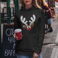 Christmas Red Nose Reindeer Face Graphic Design Printed Casual Daily Basic Women Hoodie Personalized Gifts