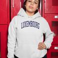 Luxembourg Varsity Style Navy Blue Text Women Hoodie