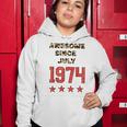 Awesome Since July 1974 Leopard 1974 July Birthday Women Hoodie Funny Gifts