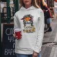 Funny One Thankful Mama Messy Bun Fall Autumn Thanksgiving Women Hoodie Graphic Print Hooded Sweatshirt Personalized Gifts