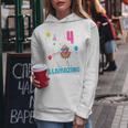 Kids 4Th Birthday I Am 4 Years Old And Llamazing Llama Girl Ns Women Hoodie Graphic Print Hooded Sweatshirt Personalized Gifts