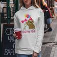 Kids 7 Year Old Cool Cute Sloth Balloons 7Th Birthday Girls Party Women Hoodie Graphic Print Hooded Sweatshirt Personalized Gifts