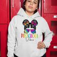 Preschool Grade Vibes Messy Bun Hair Tie Dye Pre-K Teacher Women Hoodie Personalized Gifts