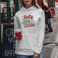 Retro Christmas Holly Jolly Babe Smiley Face Vintage Christmas Women Hoodie Graphic Print Hooded Sweatshirt Personalized Gifts