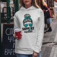Support Squad For Women Ovarian Cancer Messy Bun Women Hoodie Graphic Print Hooded Sweatshirt Personalized Gifts