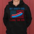 4Th Of July Hot Diggity Dog I Love The Usa Funny Hot Dog Women Hoodie