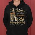 A Queen Was Born In September Birthday For Women Leopard Women Hoodie Graphic Print Hooded Sweatshirt